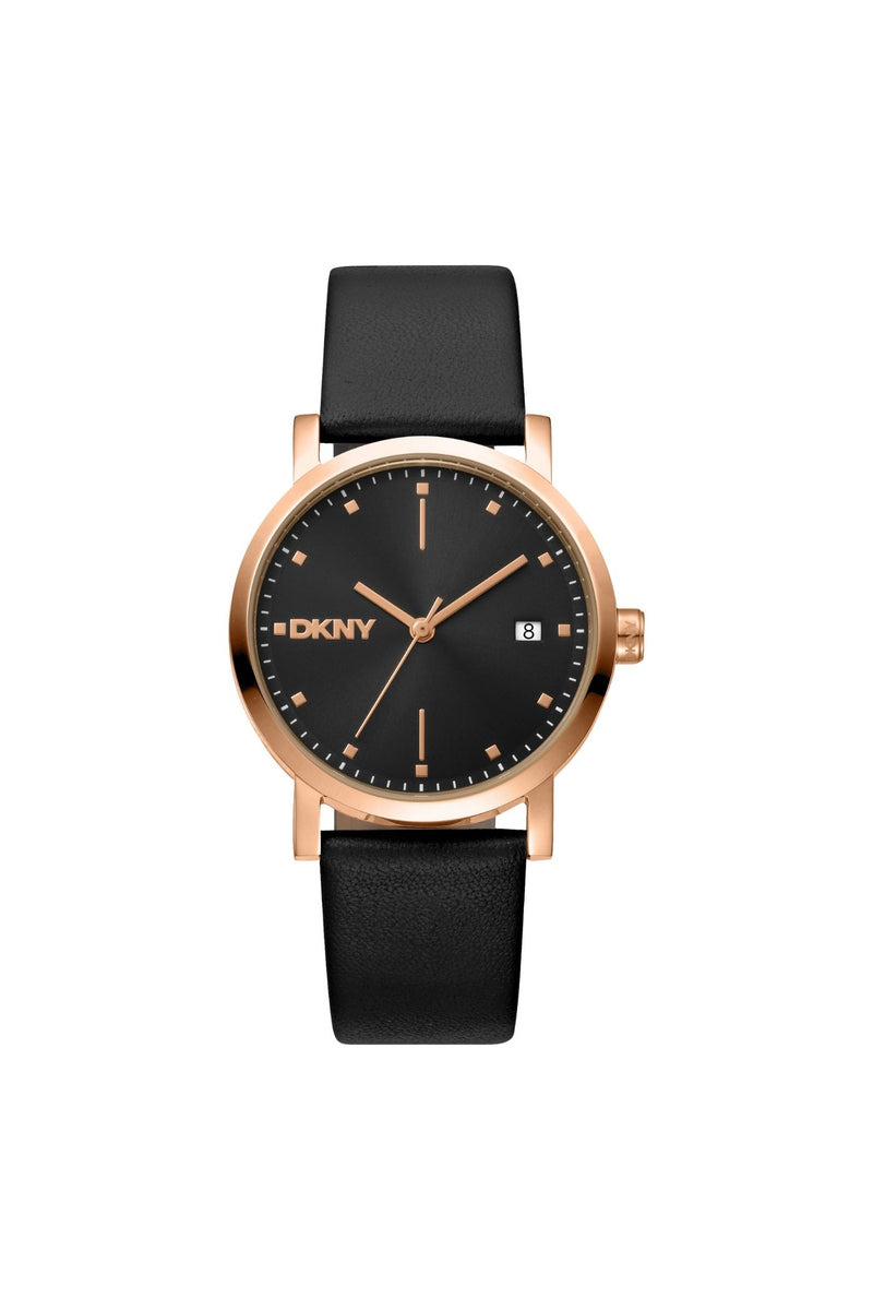 Urban Rose Gold Case & Black Date Dial Watch - Black