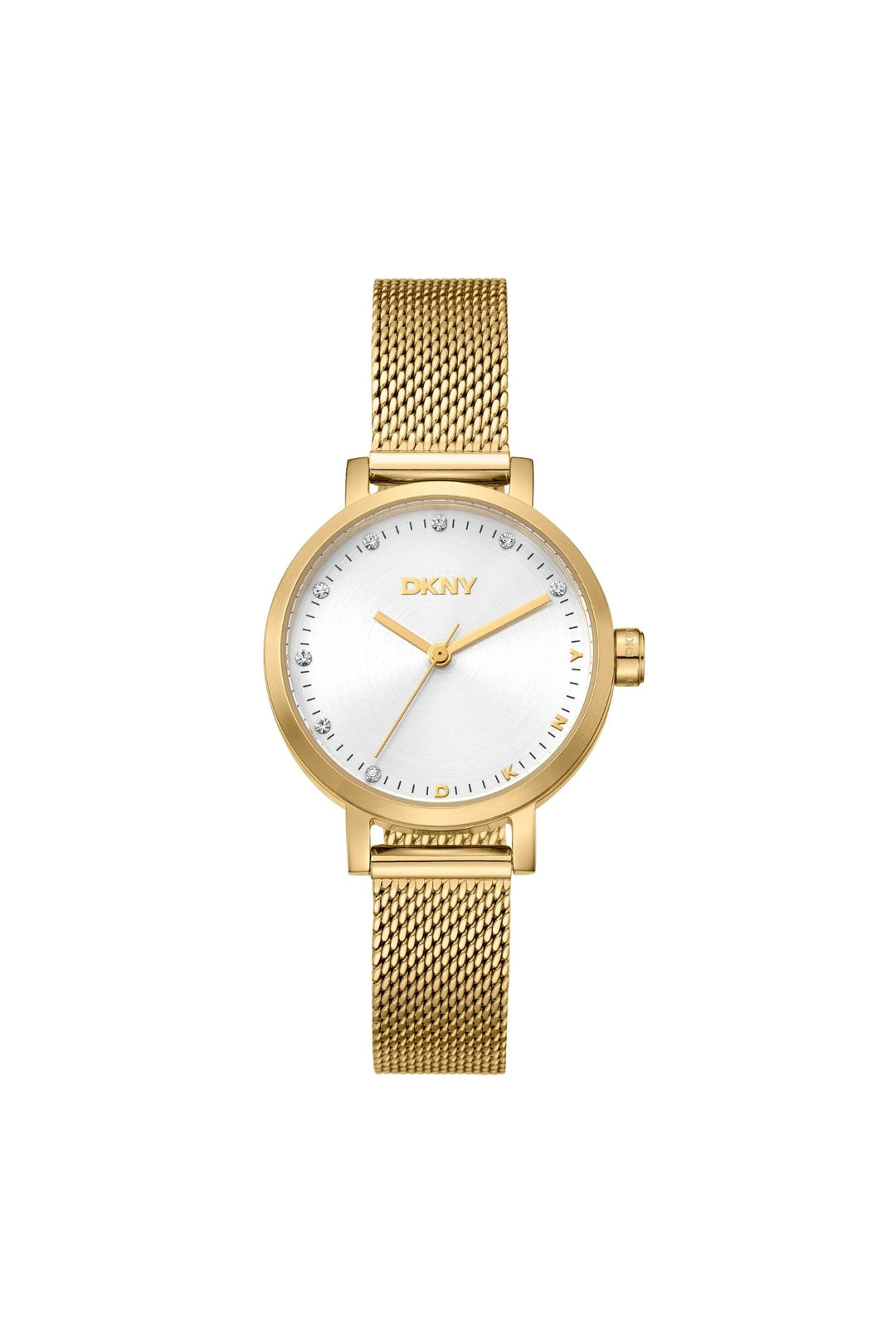 Urban Gold Case & Silver Stones Dial Watch With Gold Mesh Bracelet - Gold