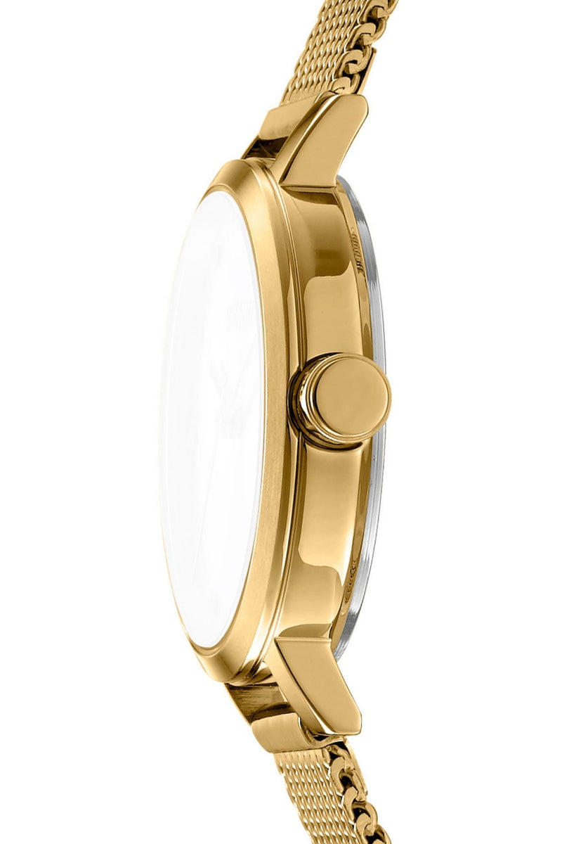 Urban Gold Case & Silver Stones Dial Watch With Gold Mesh Bracelet - Gold