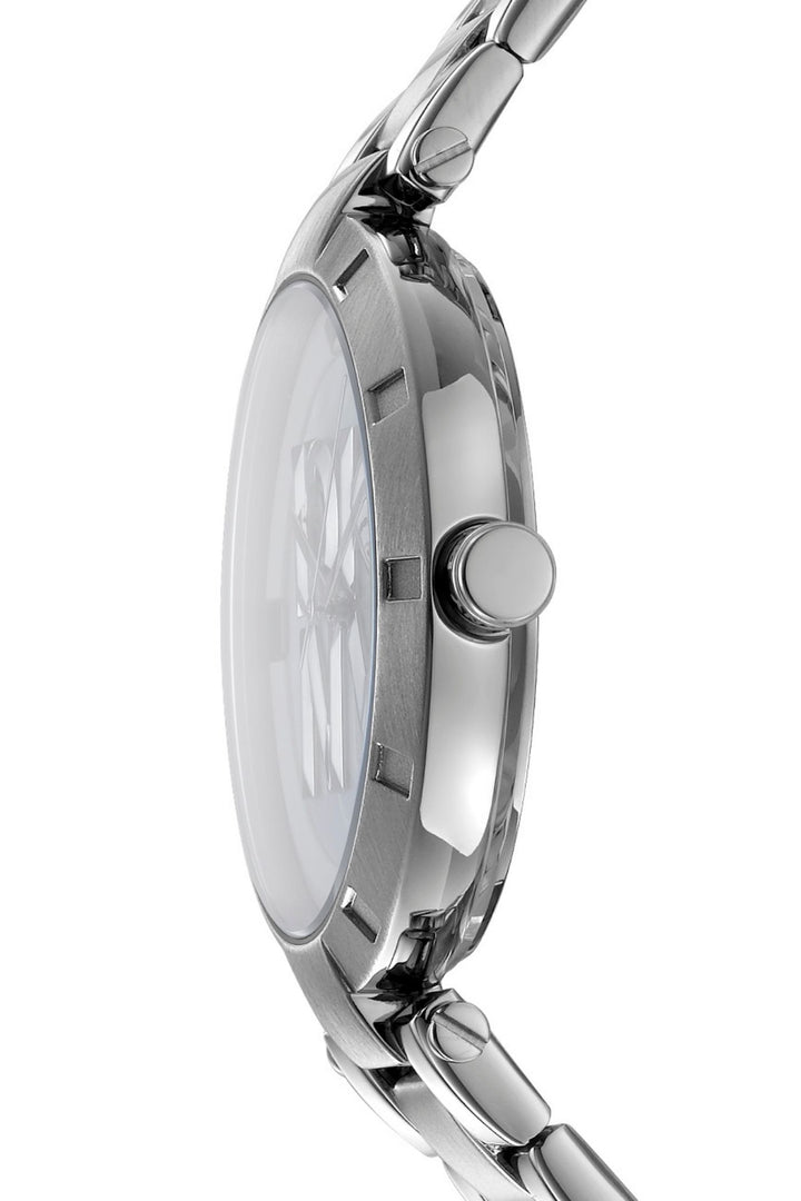 Logo Stainless Steel Case With Rose Gold Dial & Stainless Steel Bracelet - Silver