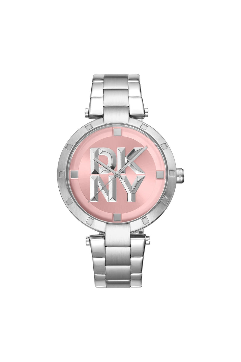 Logo Stainless Steel Case With Rose Gold Dial & Stainless Steel Bracelet - Silver