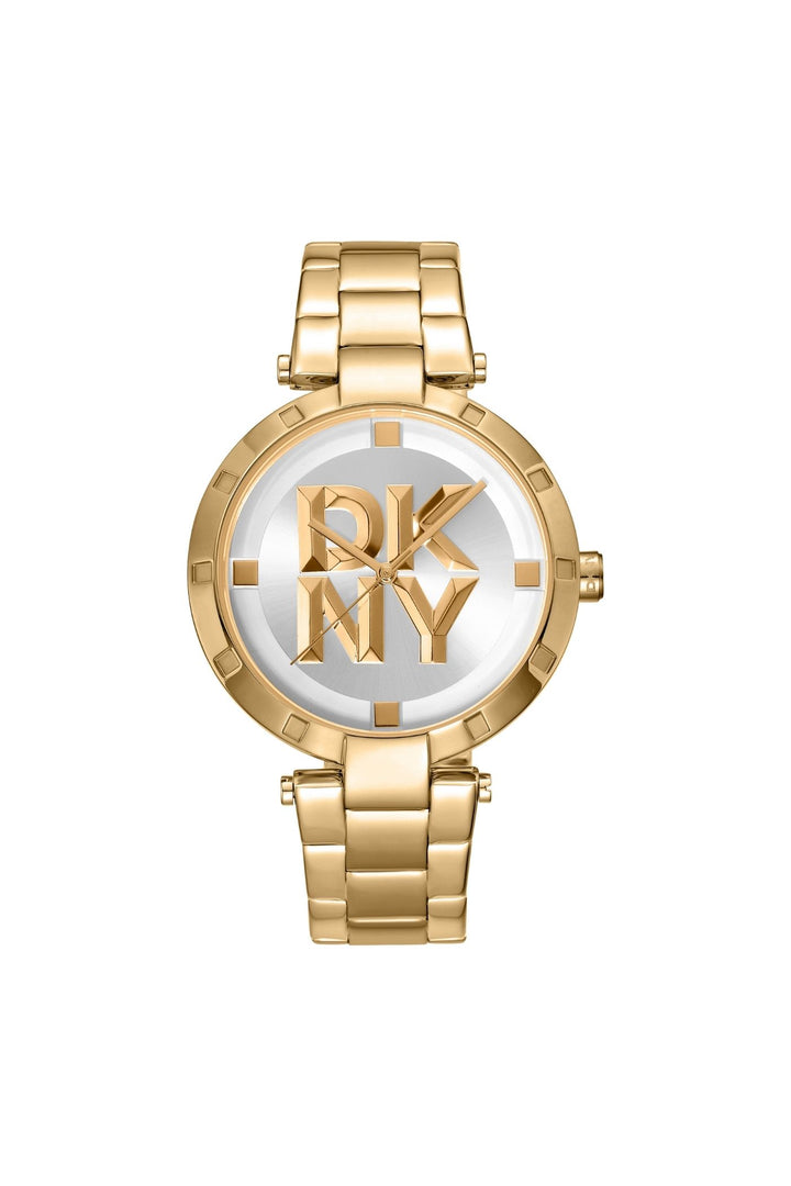 Logo Gold Case & Silver White Dial With Gold Bracelet - Gold