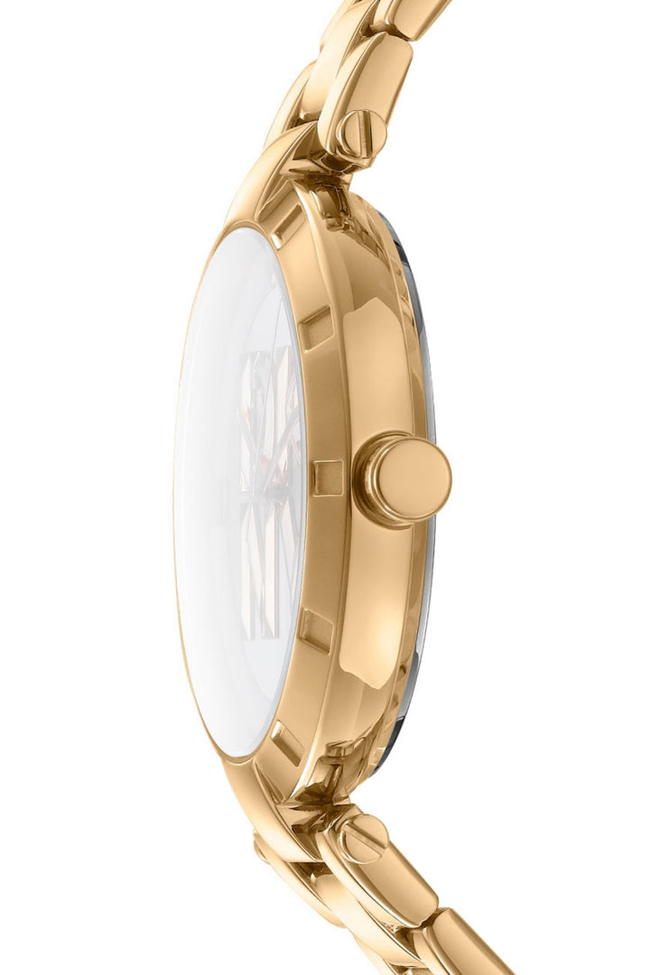 Logo Gold Case & Silver White Dial With Gold Bracelet - Gold