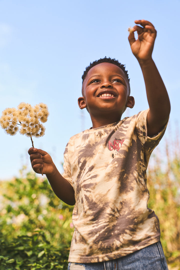 Pre-Boys Tie Dye Relaxed Fit Tee - Stone