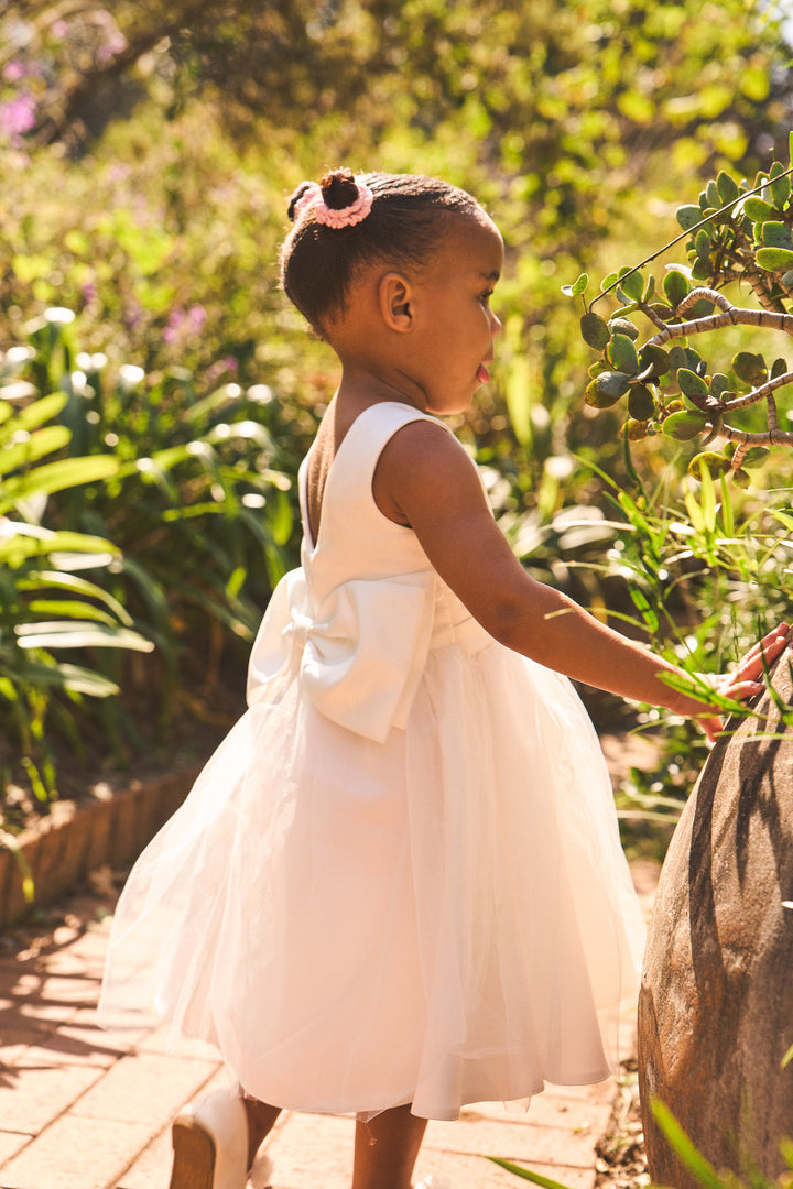 Pre-Girls Satin Occasion Dress - White