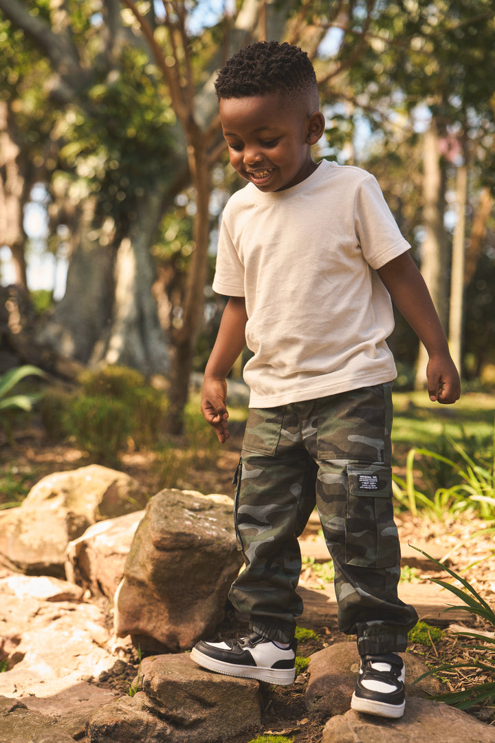 Pre-Boys Textured Pique Tee - Stone