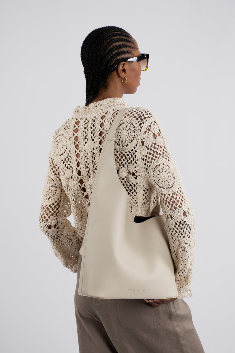 Lara Asymmetrical Tote Bag - Cream