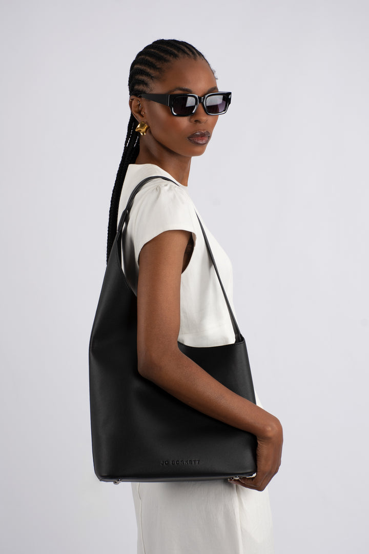 Lara Asymmetrical Tote Bag - Black