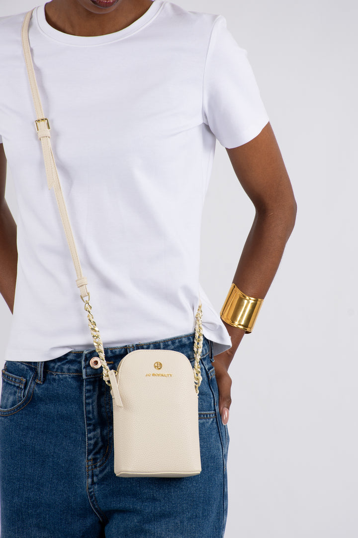 Alex Logo Cellphone Crossbody Pouch - Cream