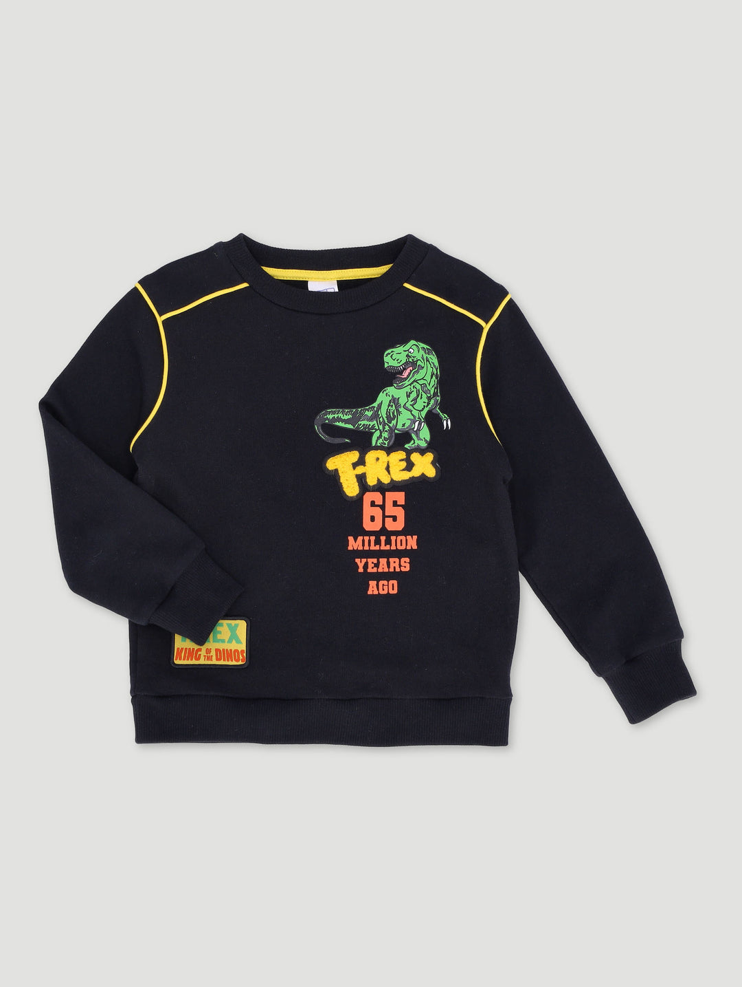 Pre-Boys Dino Pipped Crew Top - Black