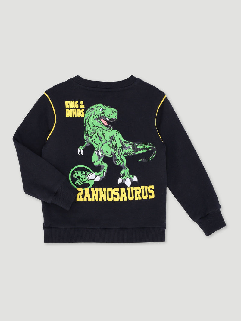 Pre-Boys Dino Pipped Crew Top - Black