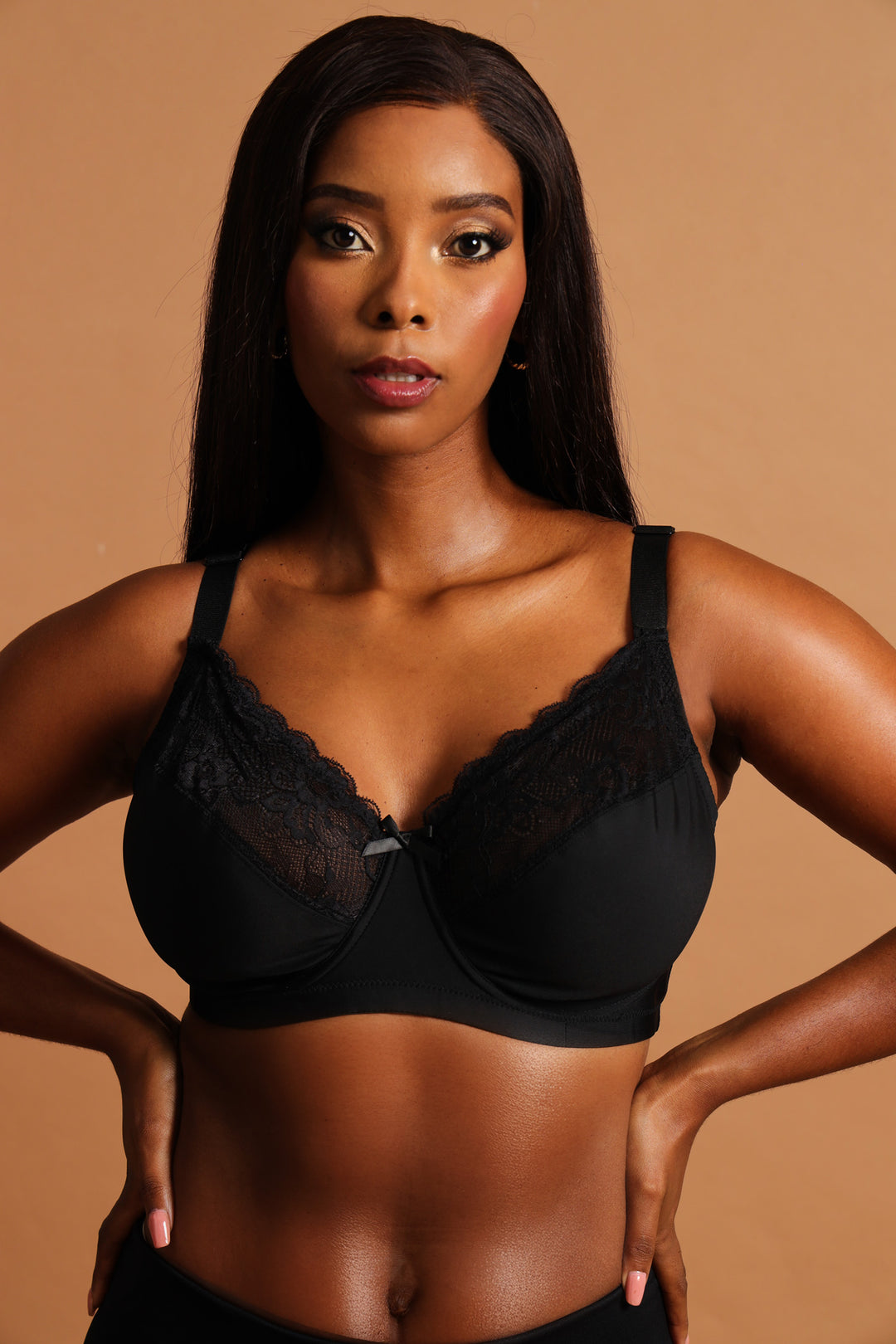 2 Pack Lace Non Padded Bras - Mauve/Black