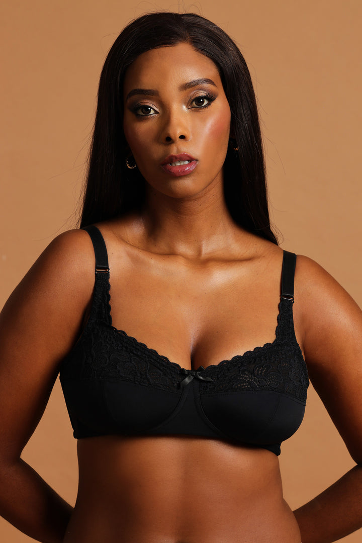 2 Pack Lace Wireless Bra - Mocha/Black