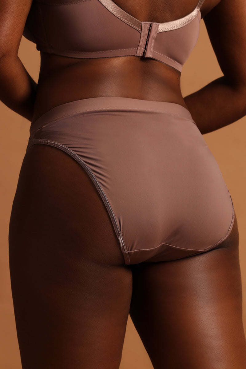 2 Pack Lace Hi-Cut Panties - Mocha/Black