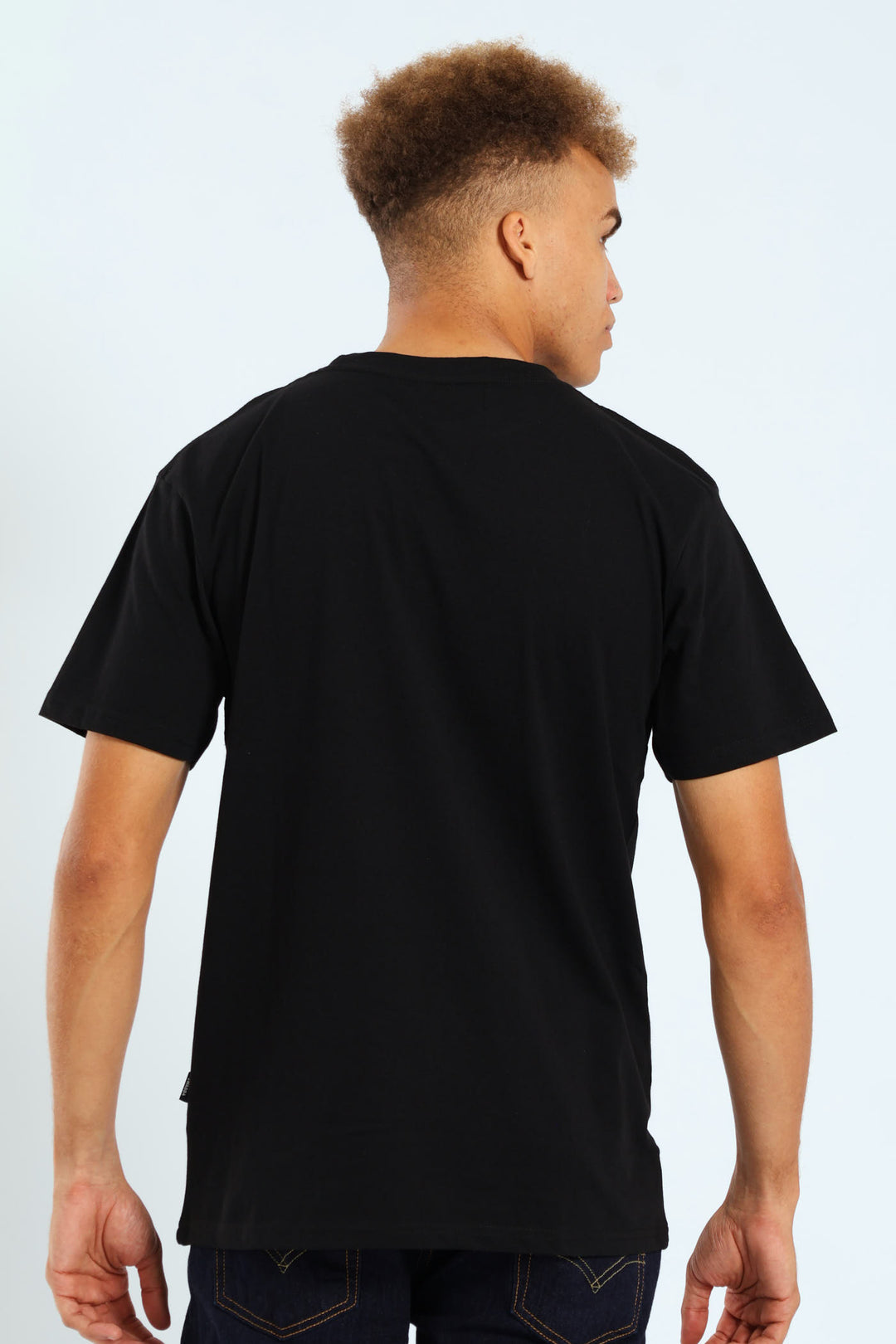 Basic Short Sleeve Print Tee - Black