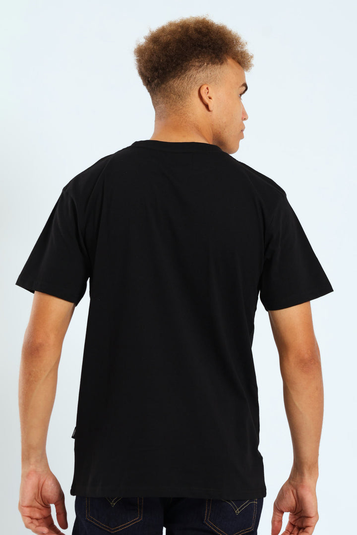 Basic Short Sleeve Print Tee - Black