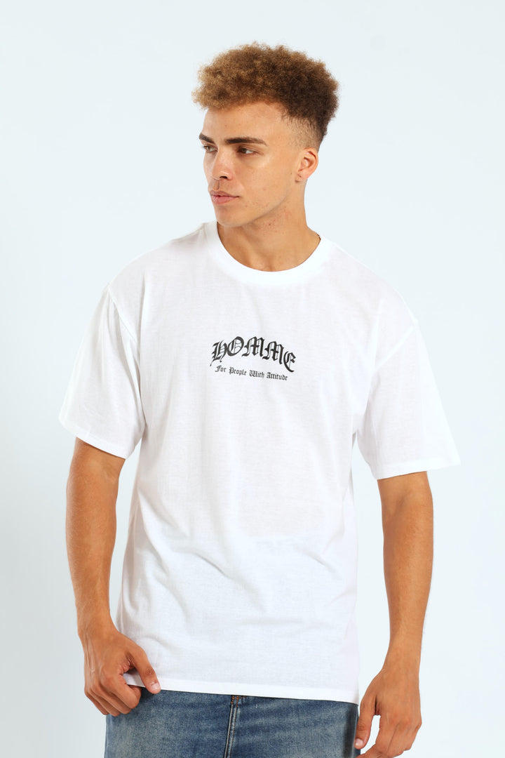 Inverse Skull Print Tee - White