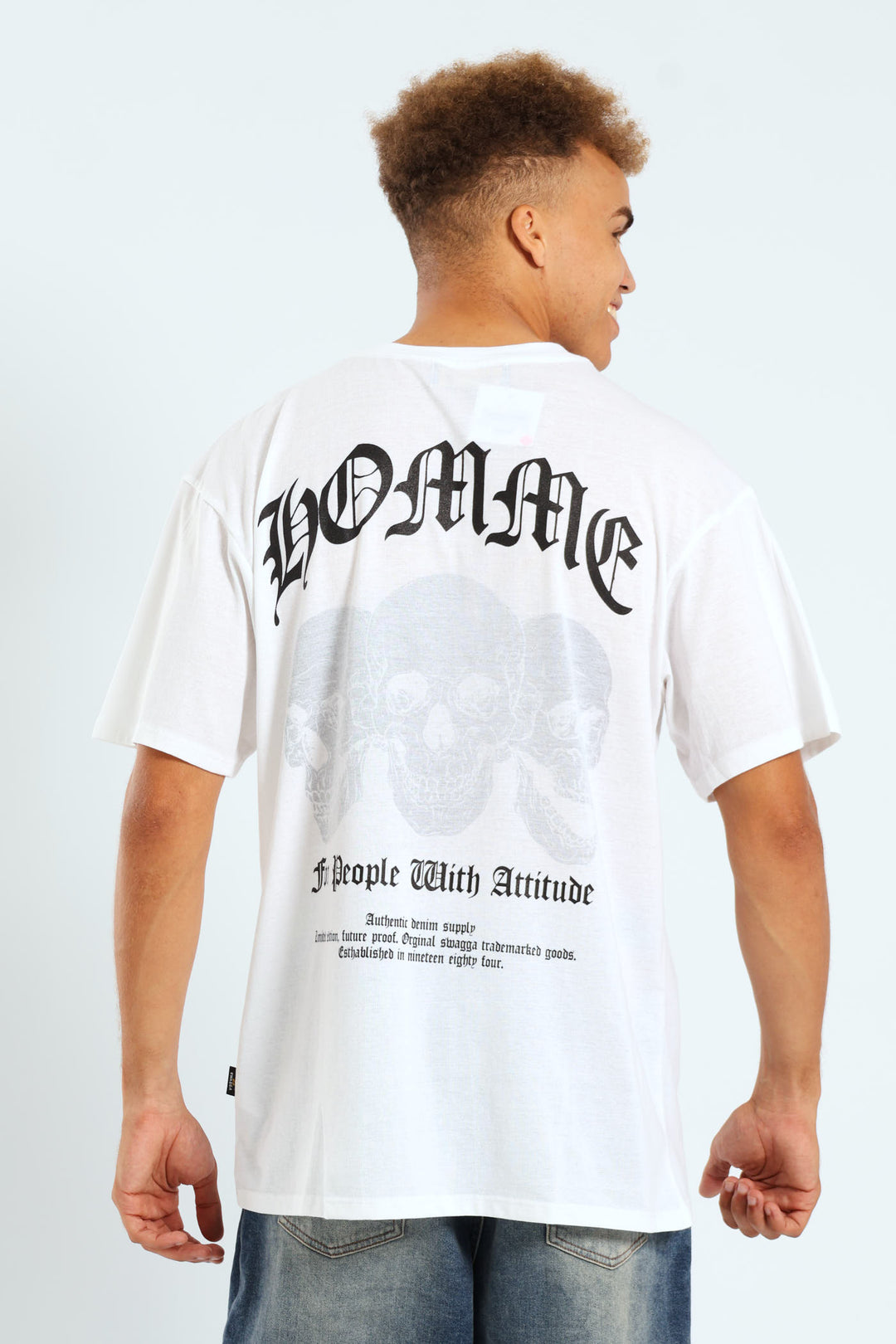 Inverse Skull Print Tee - White