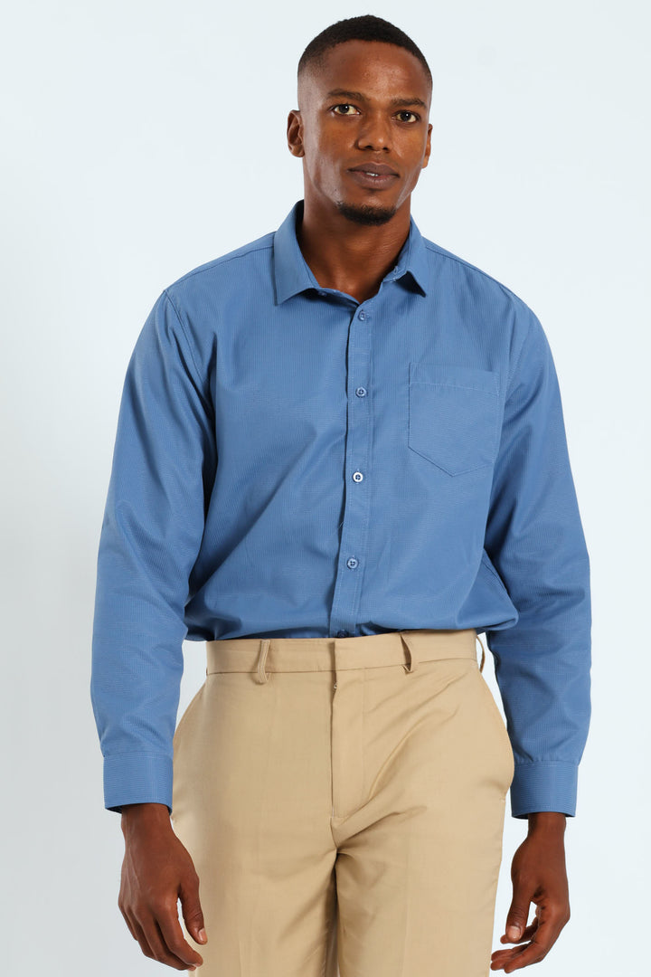 Textured Long Sleeve Shirt - Smokey Blue