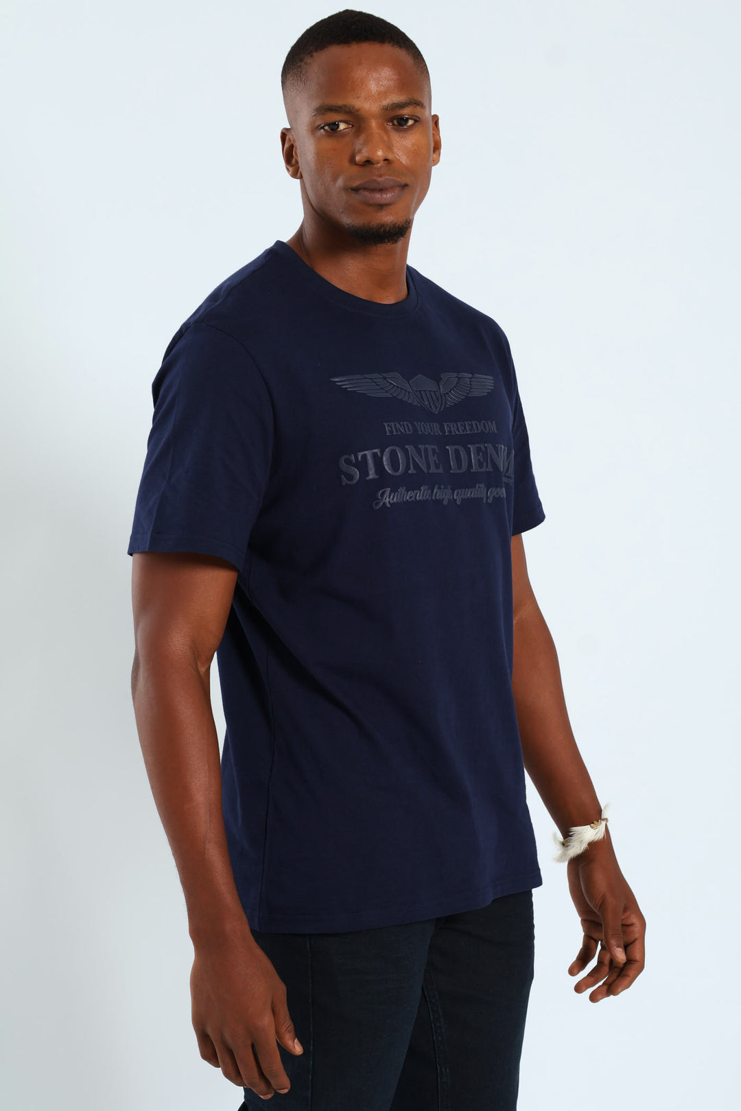 Wings Shield HD Puff Print Tee - Navy