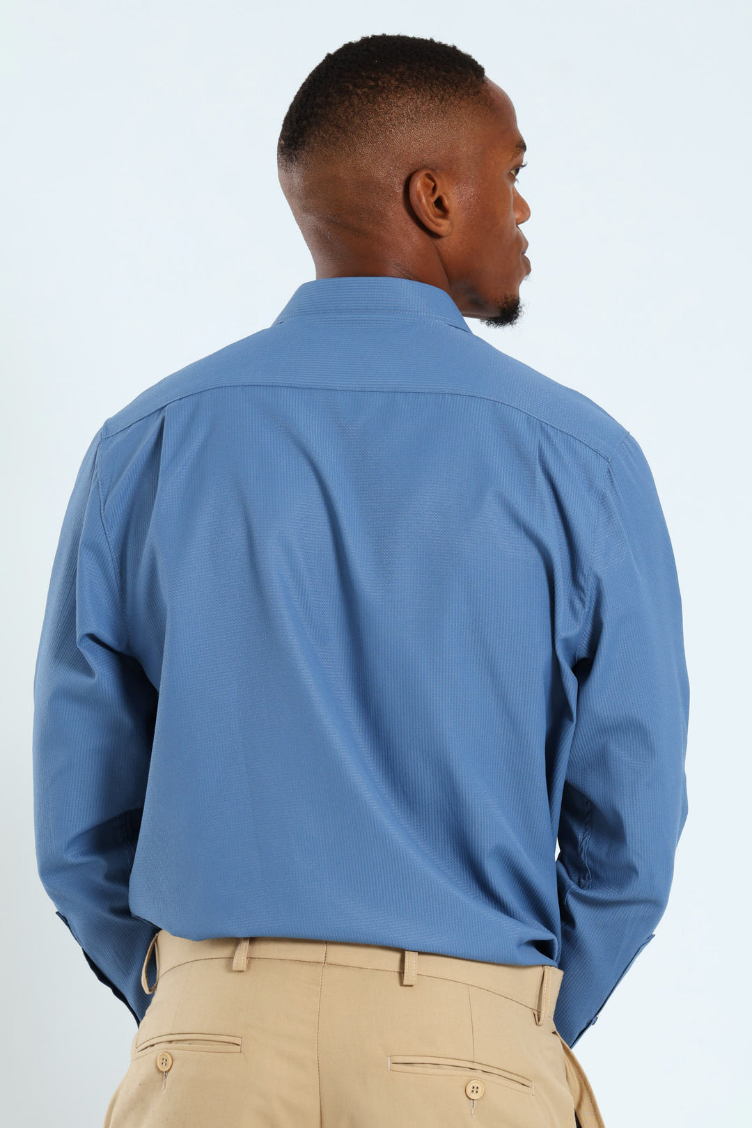 Textured Long Sleeve Shirt - Smokey Blue