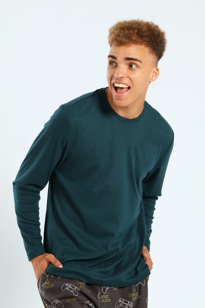 Long Sleeve Interlock Top - Green