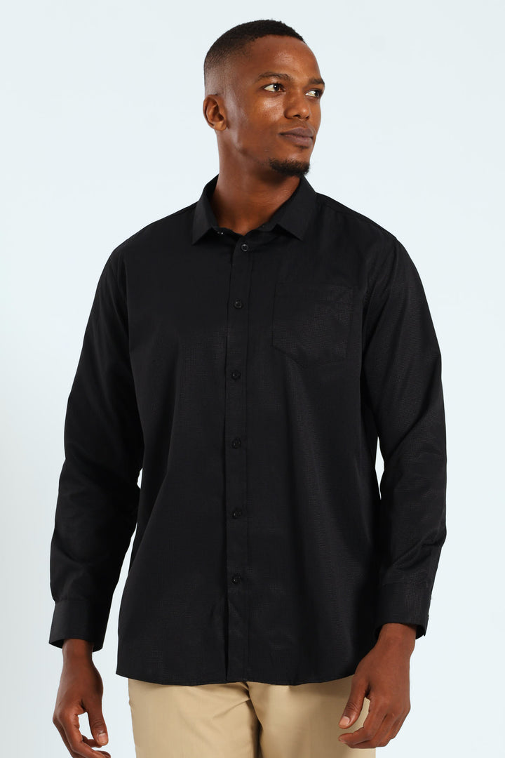 Textured Long Sleeve Shirt - Black