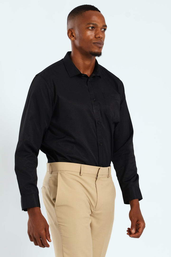 Textured Long Sleeve Shirt - Black