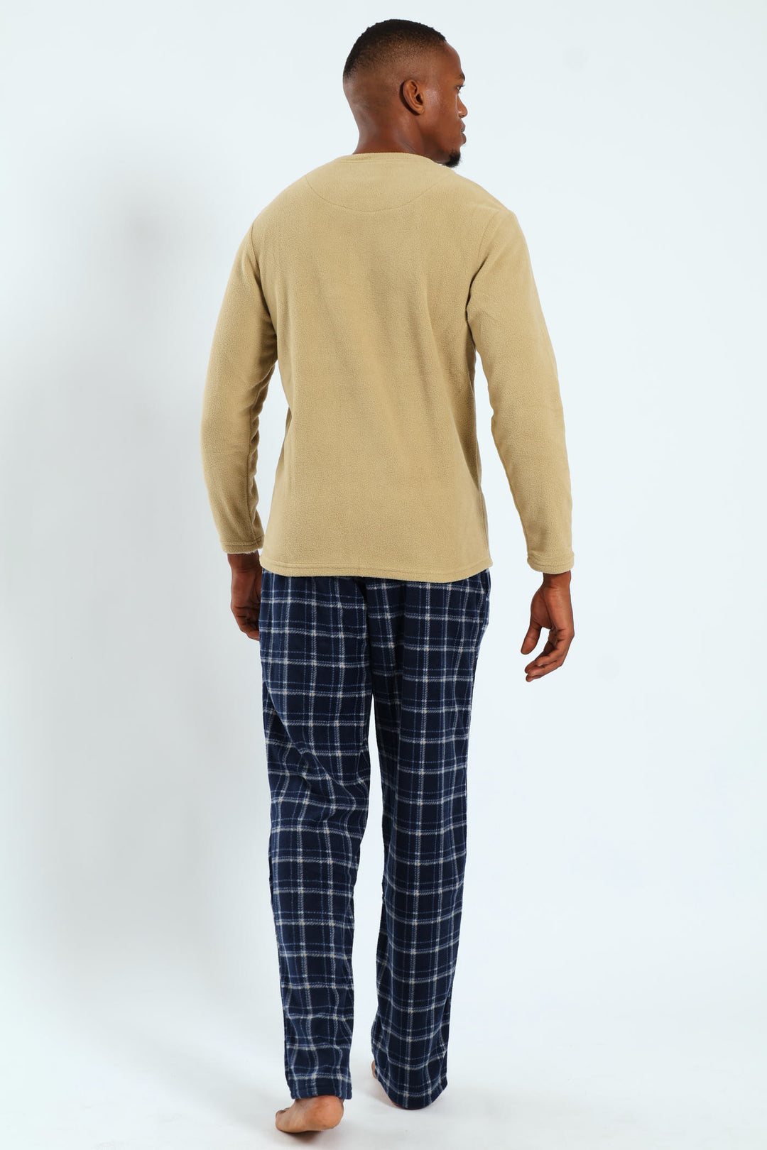 Polar Fleece Top & Check Pants Pyjama Set - Light Green