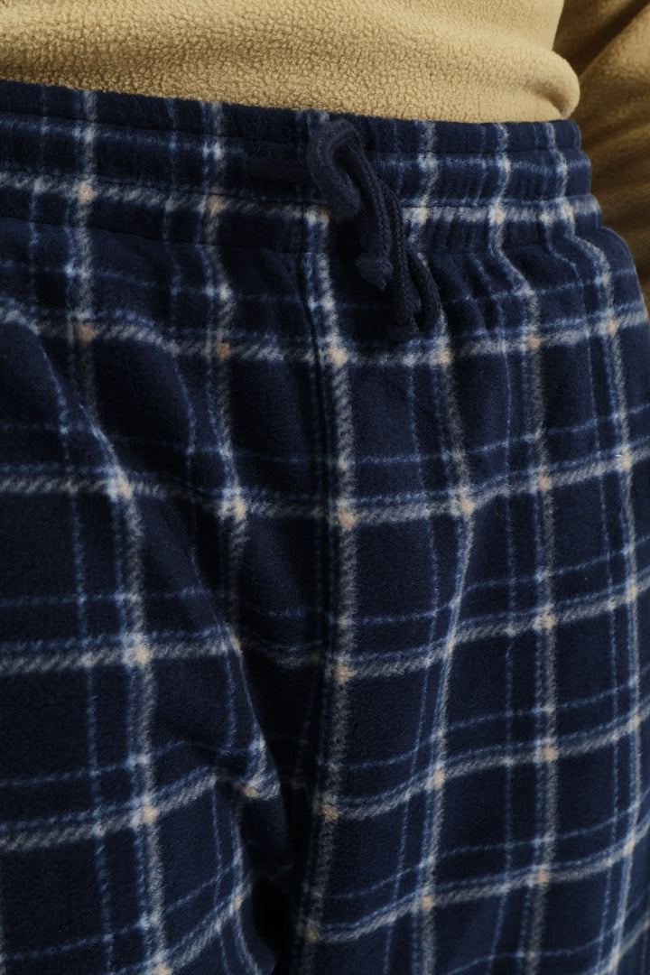 Polar Fleece Top & Check Pants Pyjama Set - Light Green