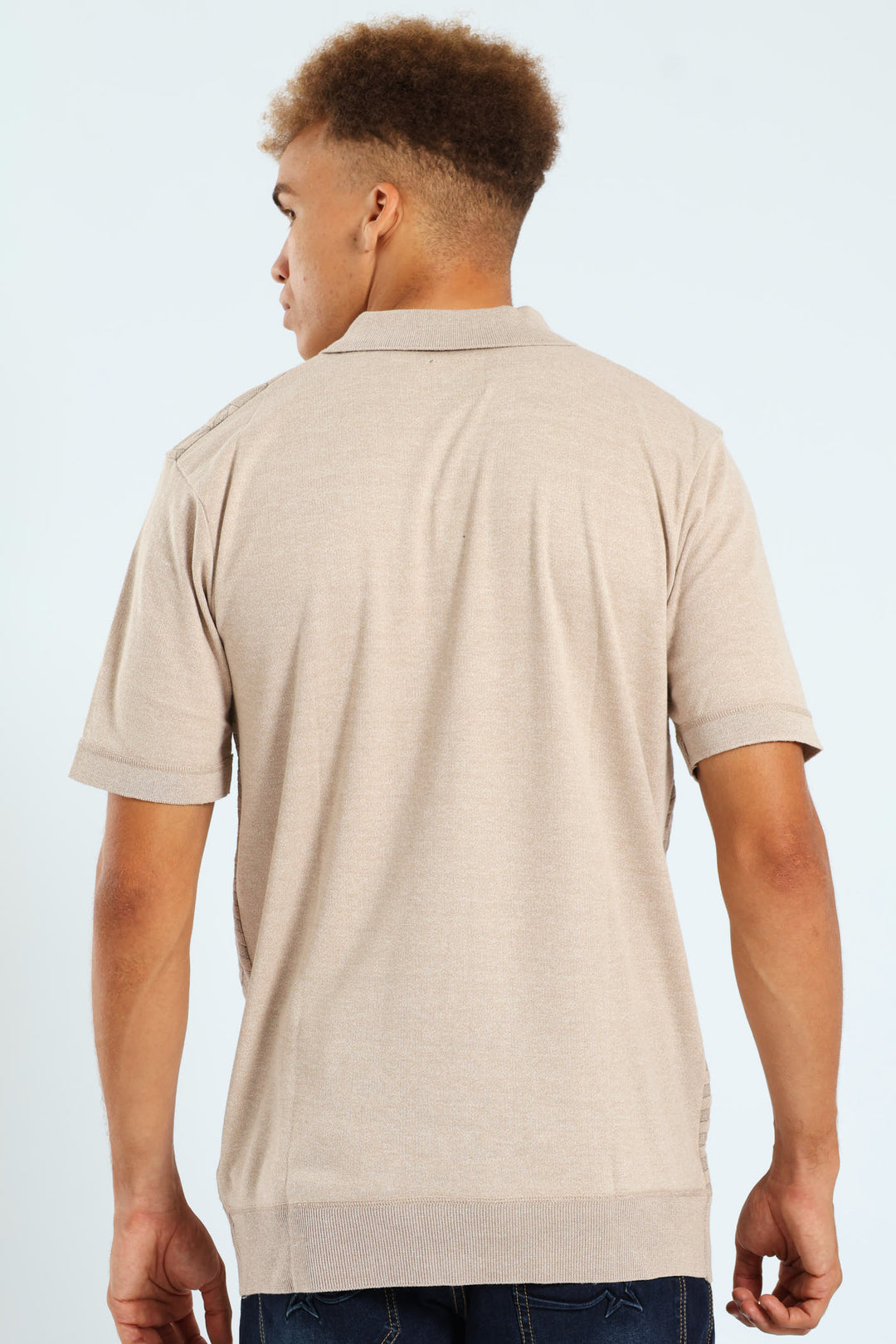 Heringbone Knitwear Golfer - Stone