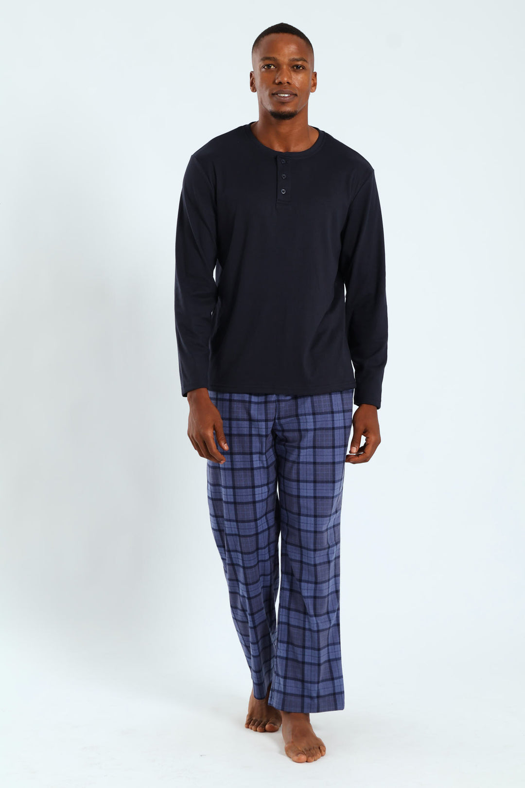 Long Sleeve Henley Interlock Top - Navy