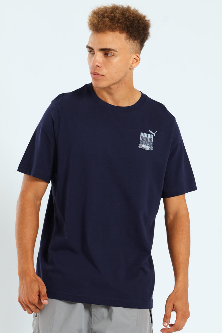 Graphics Logo Embroidery Tee - Navy