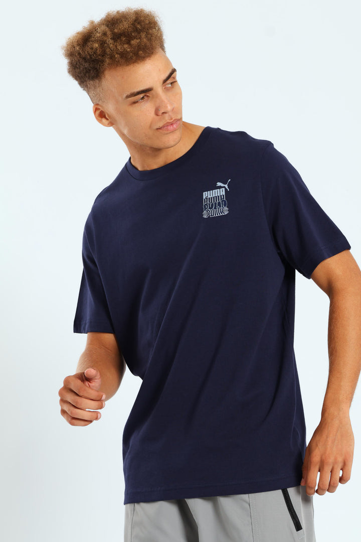 Graphics Logo Embroidery Tee - Navy