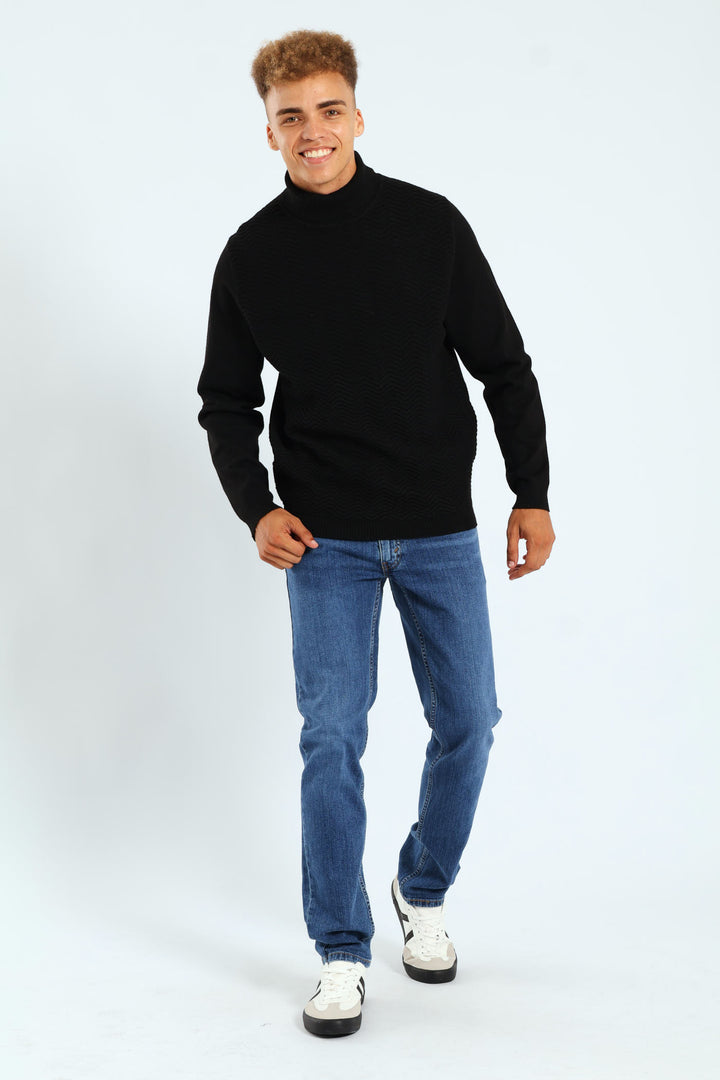 Textured Poloneck - Black