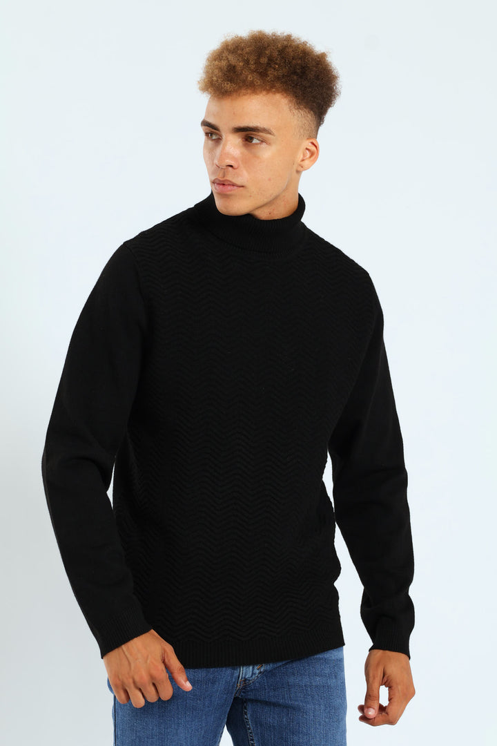 Textured Poloneck - Black