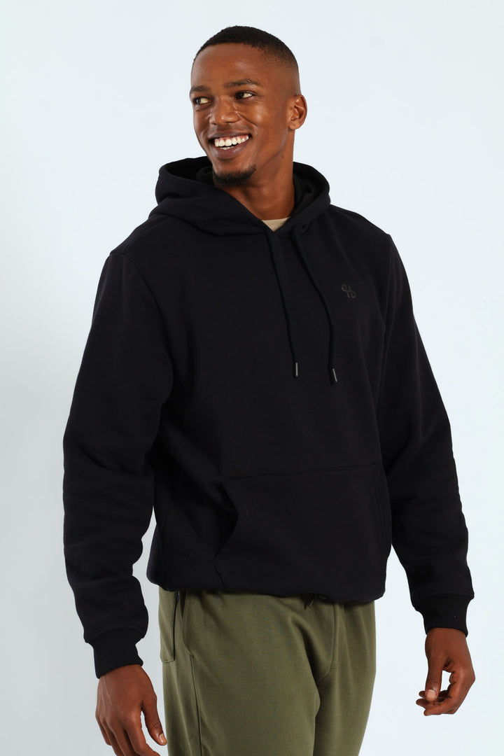 Plain Fleece Hoodie Pullover - Black