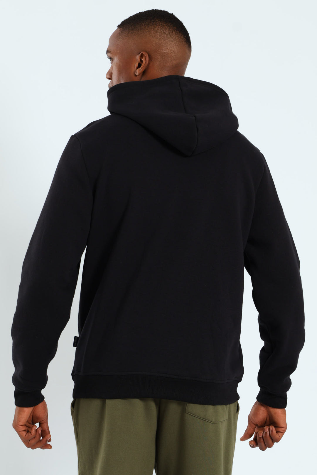 Plain Fleece Hoodie Pullover - Black