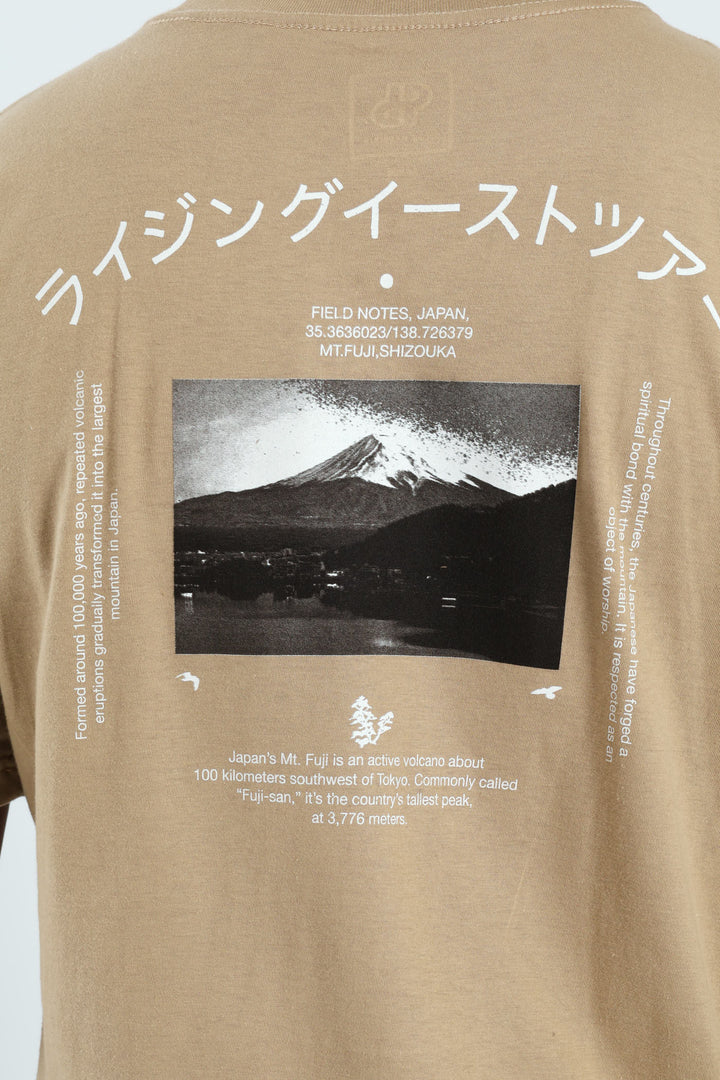 Mt Fuji Field Notes Front & Back Tee - Taupe