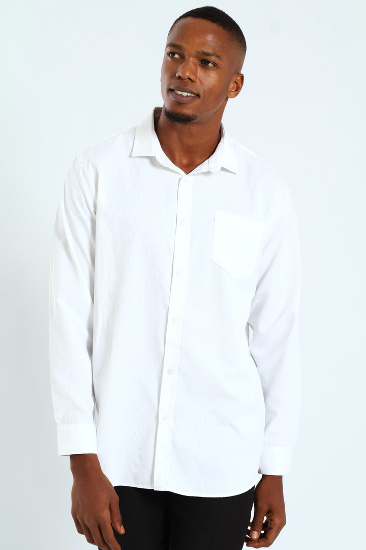 Textured Long Sleeve Shirt - White