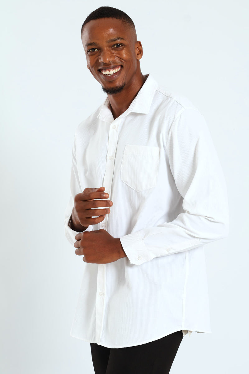 Textured Long Sleeve Shirt - White
