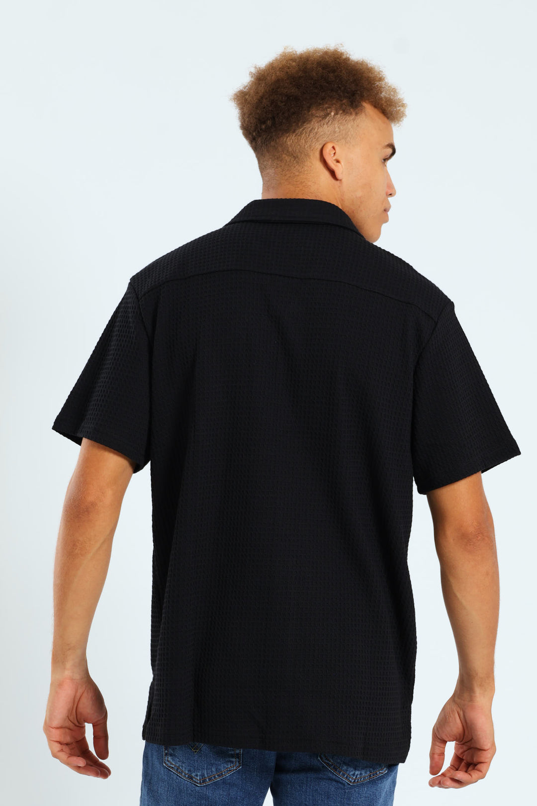 Grid Waffel Shirt - Black