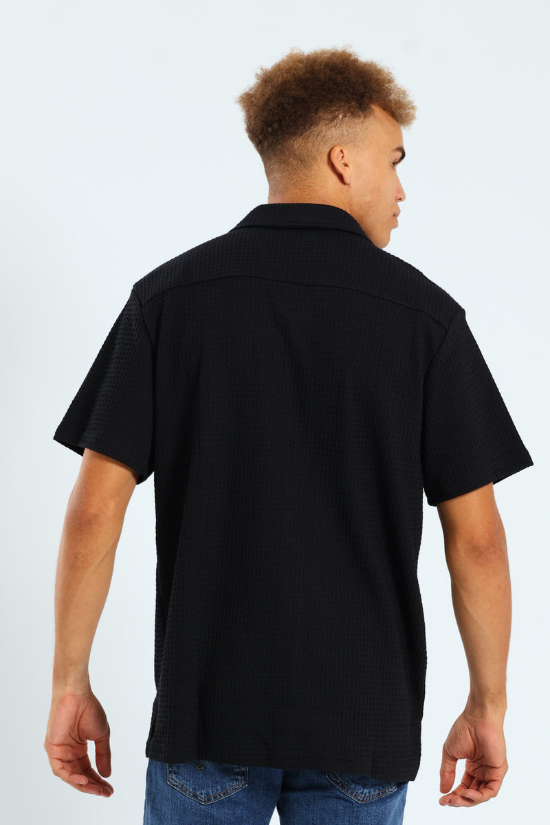 Grid Waffel Shirt - Black