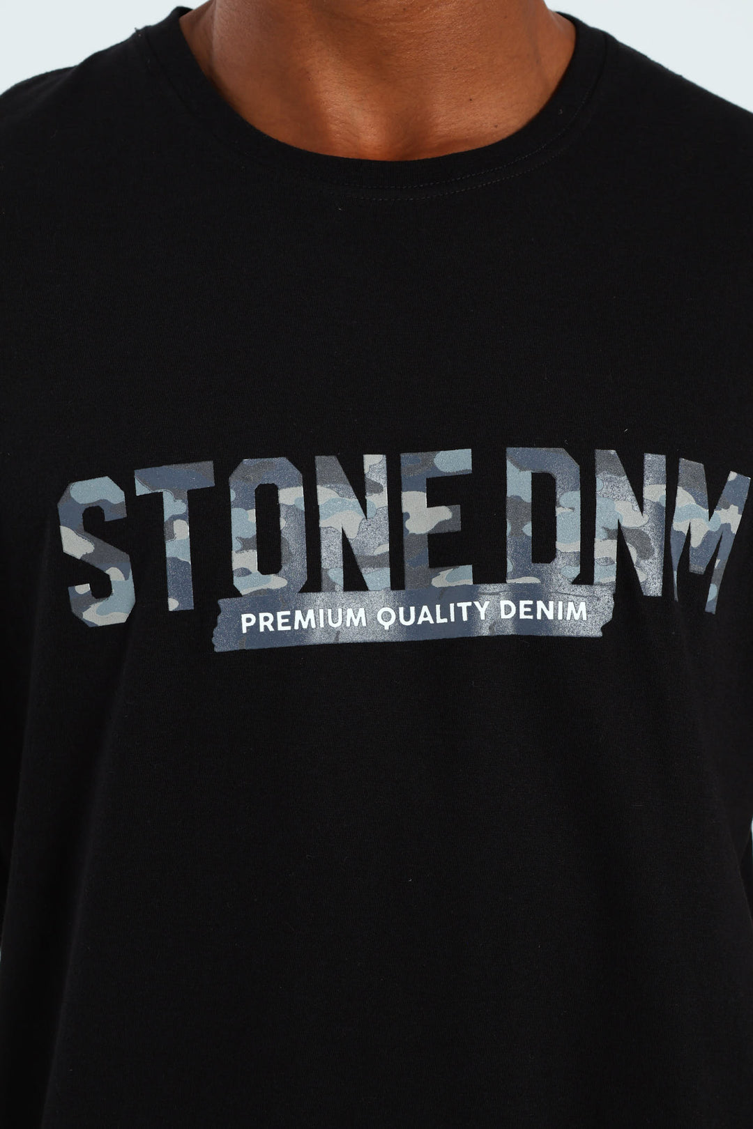 Camo Front & Back Print Tee - Black