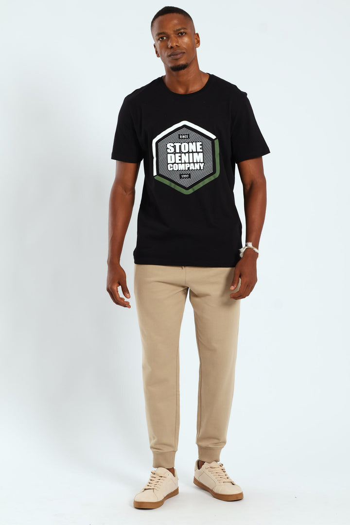 Denim Company Hexagon Puff Tee - Black