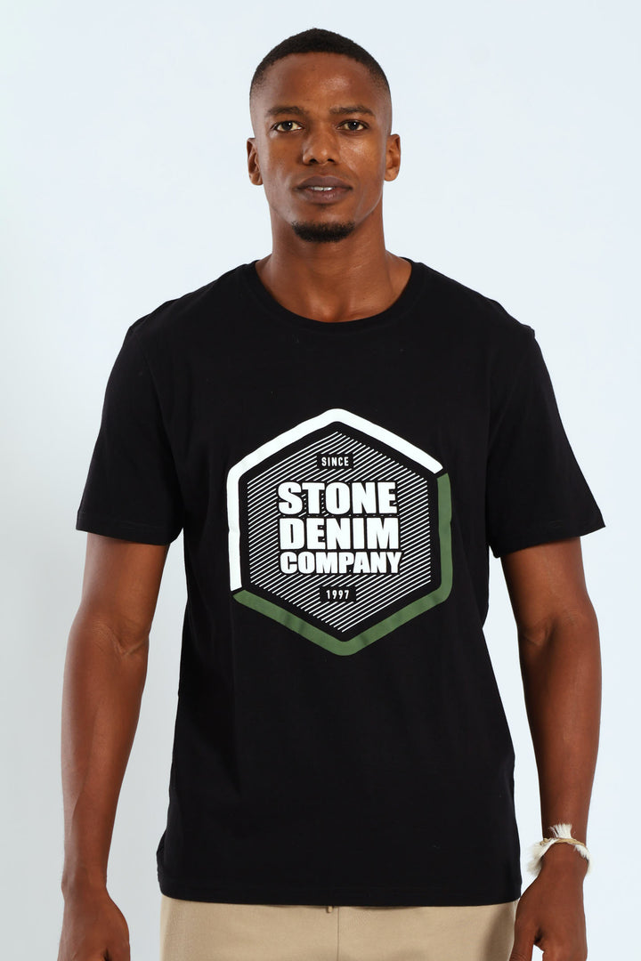 Denim Company Hexagon Puff Tee - Black