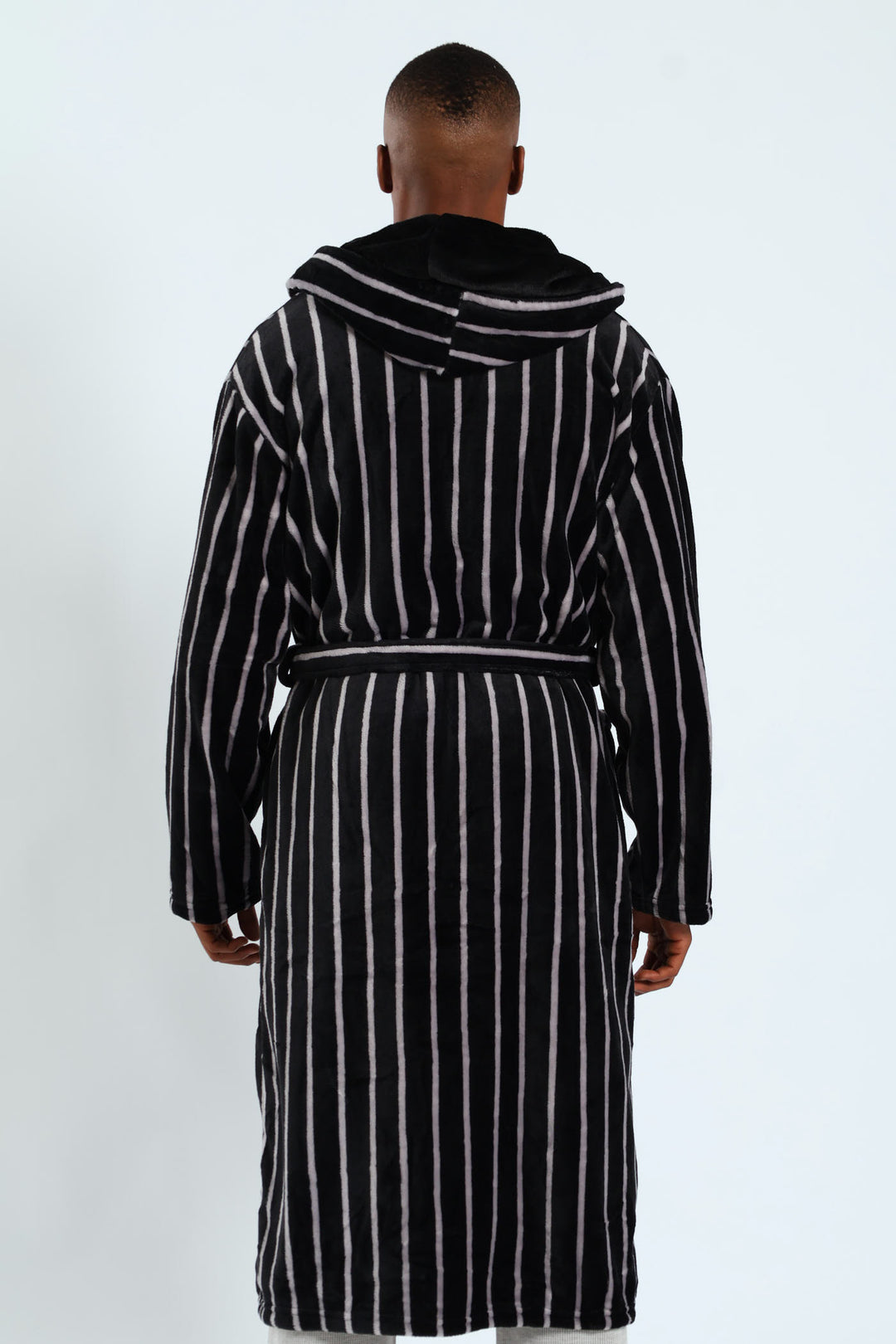 Stripe Hooded Gown - Grey