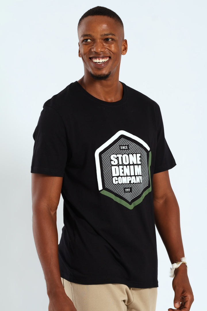 Denim Company Hexagon Puff Tee - Black