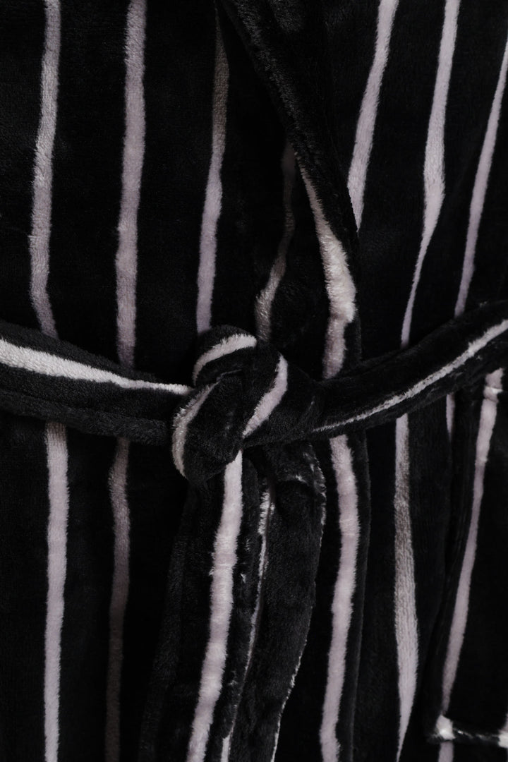 Stripe Hooded Gown - Grey