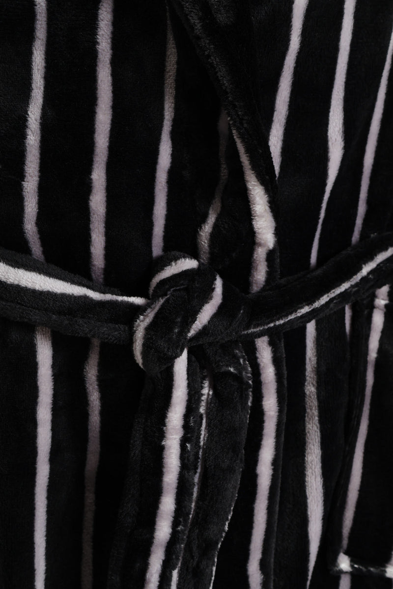 Stripe Hooded Gown - Grey